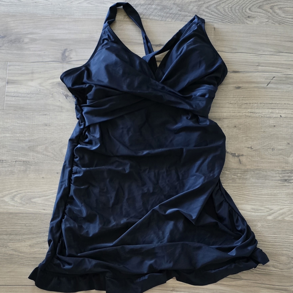 Chic Black Backless Swim Dress